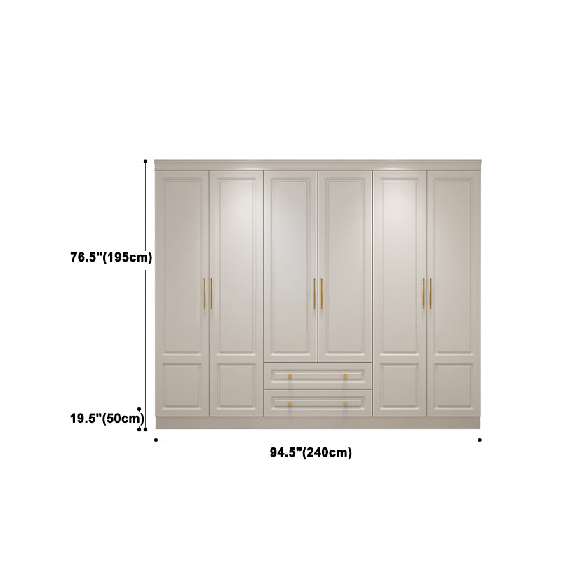 Contemporary White Storage Cabinet Hinged Door Cabinet with Drawers