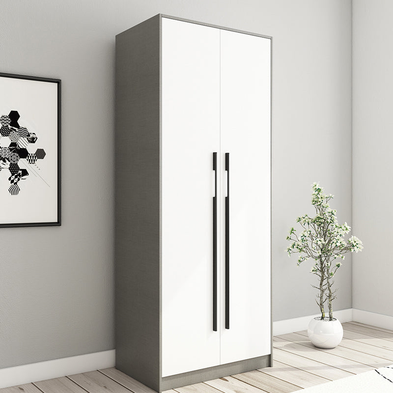 Engineered Wood Wardrobe Armoire Modern Home Wardrobe Cabinet with Solid Wood Clothing Rod
