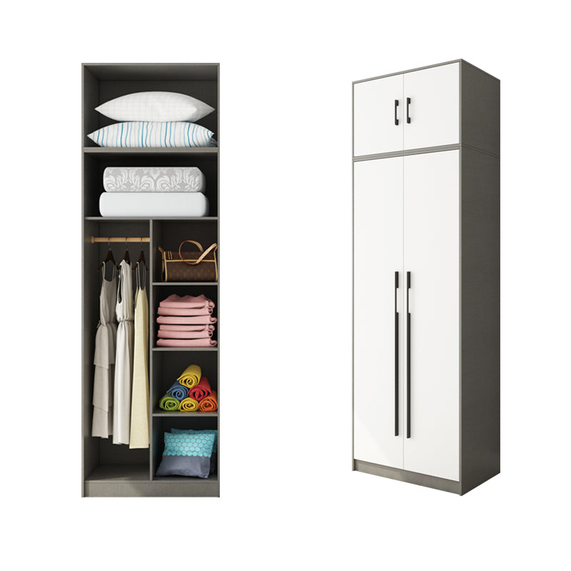 Engineered Wood Wardrobe Armoire Modern Home Wardrobe Cabinet with Solid Wood Clothing Rod