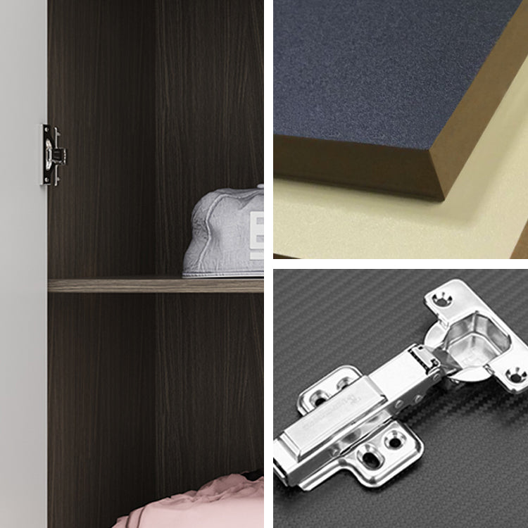 Engineered Wood Wardrobe Armoire Modern Home Wardrobe Cabinet with Solid Wood Clothing Rod