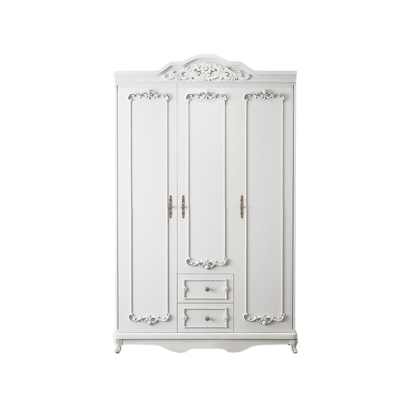 French Country White Wardrobe for Bedroom Manufactured Wood Cabinet with Drawers
