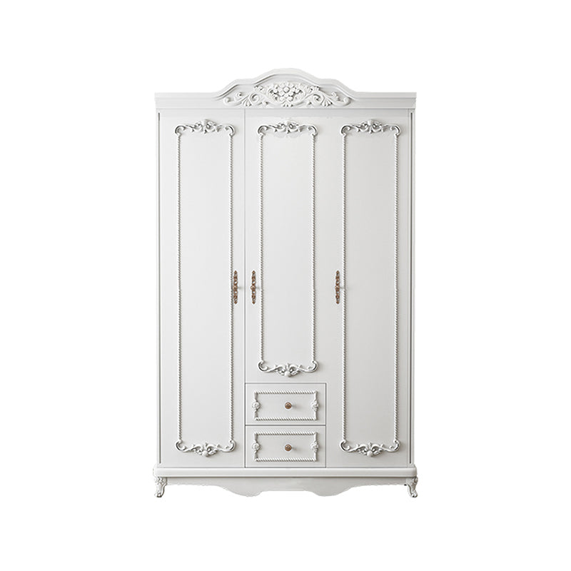 French Country White Wardrobe for Bedroom Manufactured Wood Cabinet with Drawers