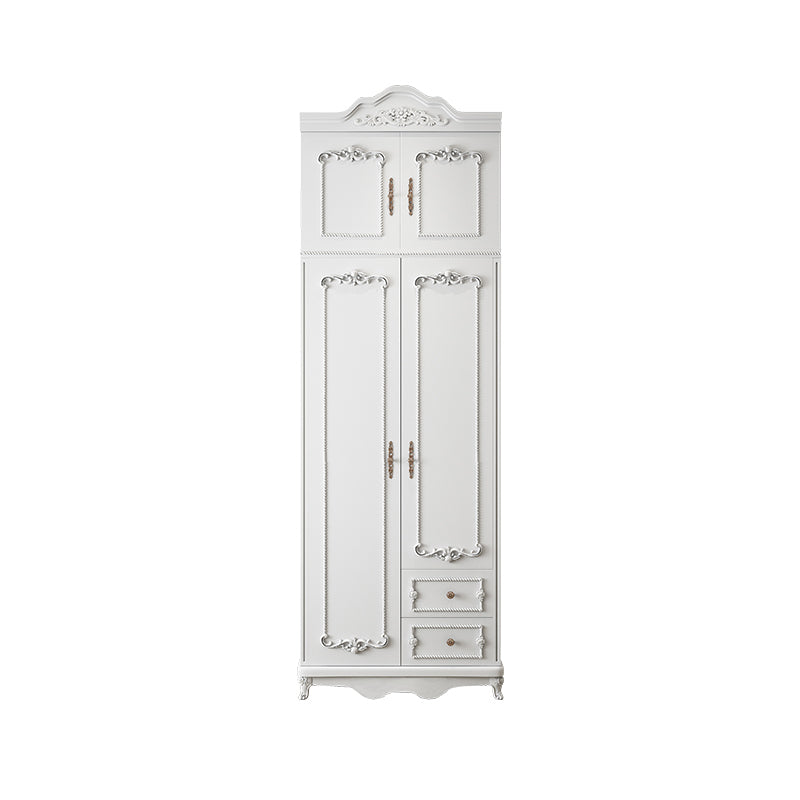 French Country White Wardrobe for Bedroom Manufactured Wood Cabinet with Drawers