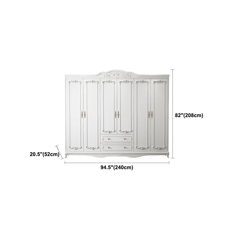 French Country White Wardrobe for Bedroom Manufactured Wood Cabinet with Drawers