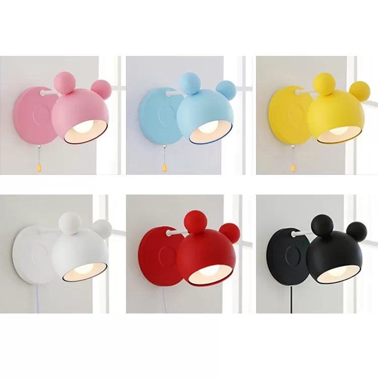 Macaron Mouse Wall Light with Pull Chain 1 Head Metal Sconce Light for Study Room