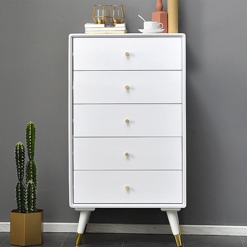 Vertical Modern Chest Bedroom Storage Chest in White and Brown