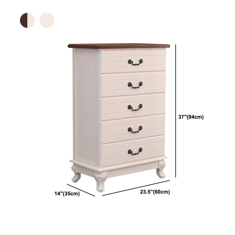 Modern Style White Wooden Chest Bedside Storage Chest with Multi Drawers