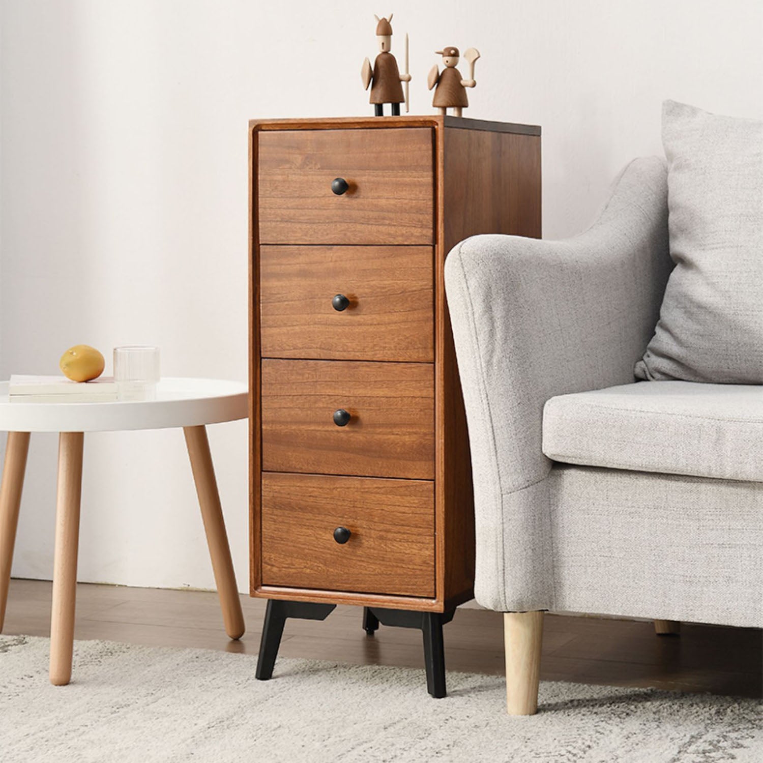 Modern Wooden Lingerie Chest Bedside Vertical Storage Chest in White and Brown