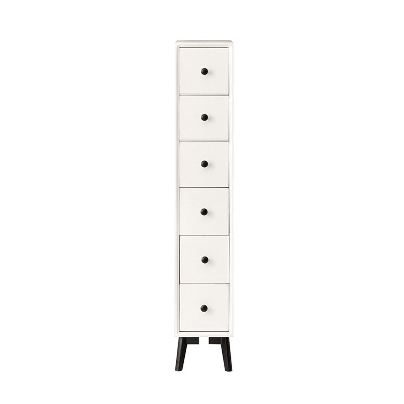 Modern Wooden Lingerie Chest Bedside Vertical Storage Chest in White and Brown