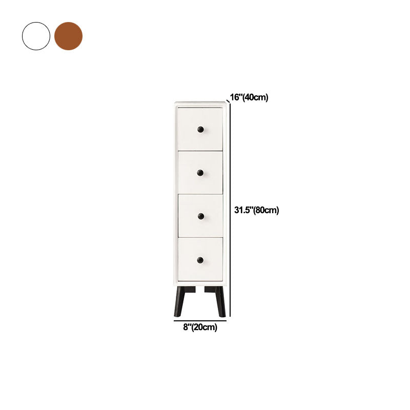 Modern Wooden Lingerie Chest Bedside Vertical Storage Chest in White and Brown