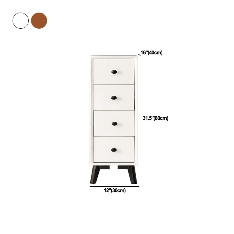 Modern Wooden Lingerie Chest Bedside Vertical Storage Chest in White and Brown