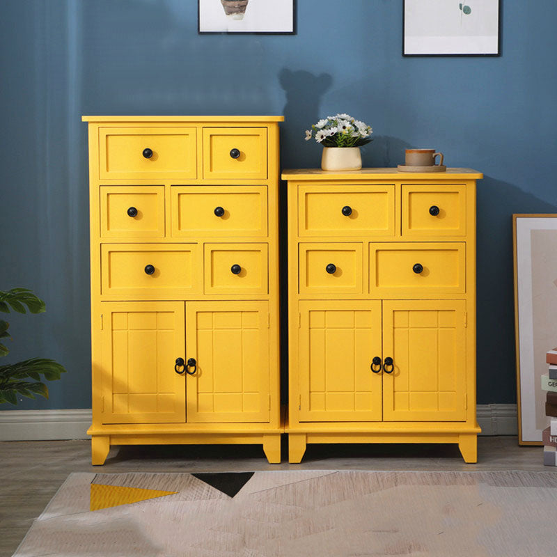 Modern Wooden Combo Dresser Bedside Vertical Storage Chest with Drawers and Doors