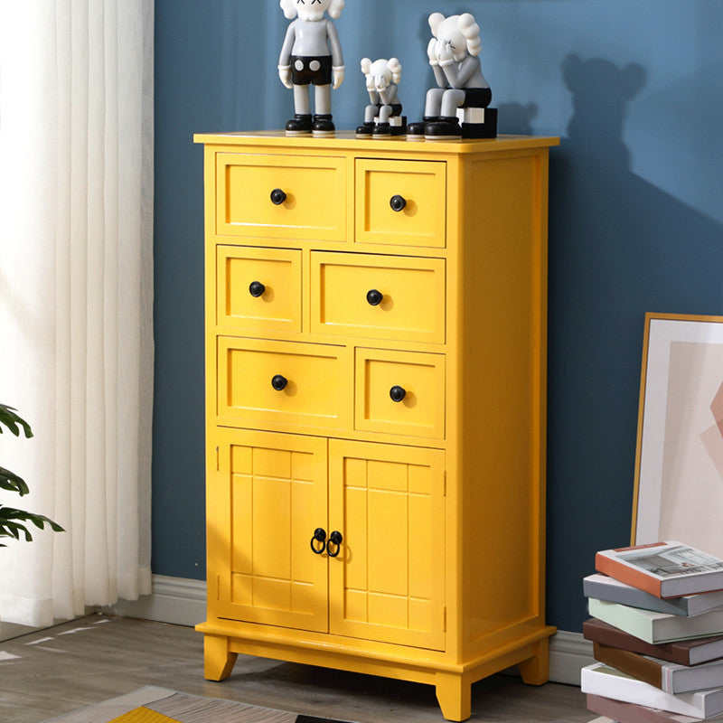 Modern Wooden Combo Dresser Bedside Vertical Storage Chest with Drawers and Doors