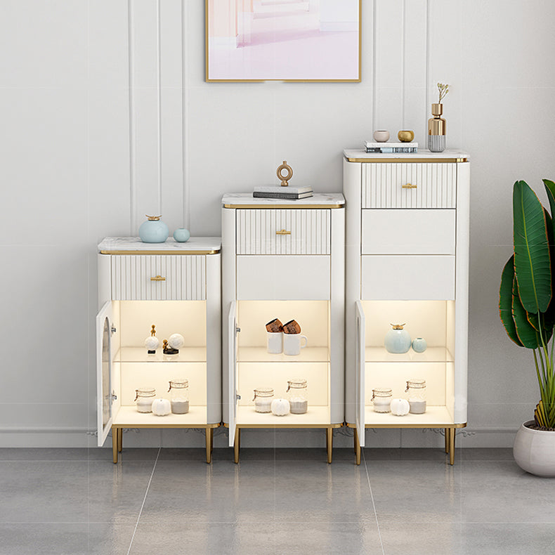 Vertical Modern Style Combo Dresser White Bedroom Storage Chest with Sensor Light