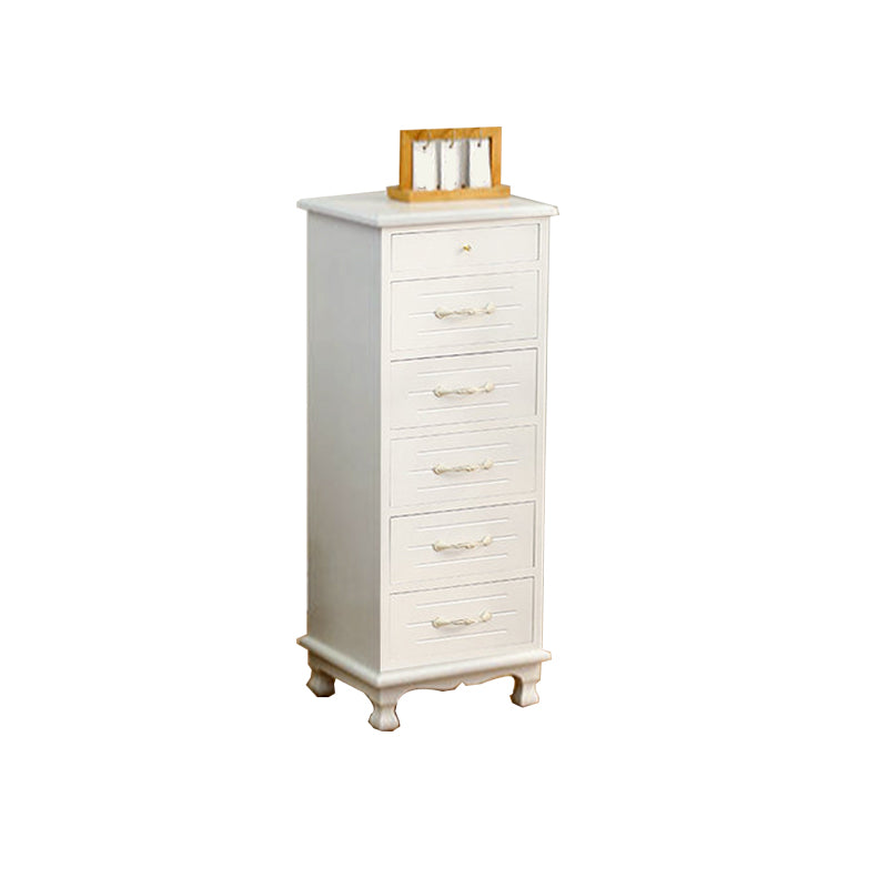 White Vertical Lingerie Chest Modern Solid Wood Storage Chest Dresser