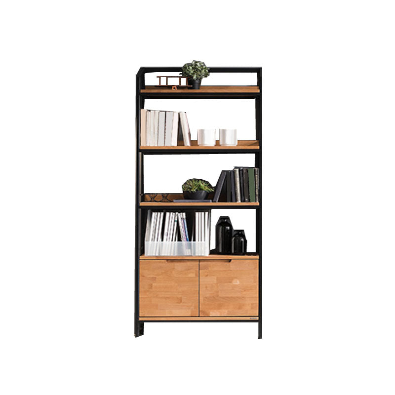 Modern Style Bookcase Black Metal Frame Open Back Bookshelf for Home Office