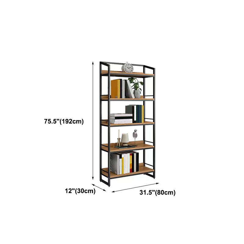 Modern Style Bookcase Black Metal Frame Open Back Bookshelf for Home Office
