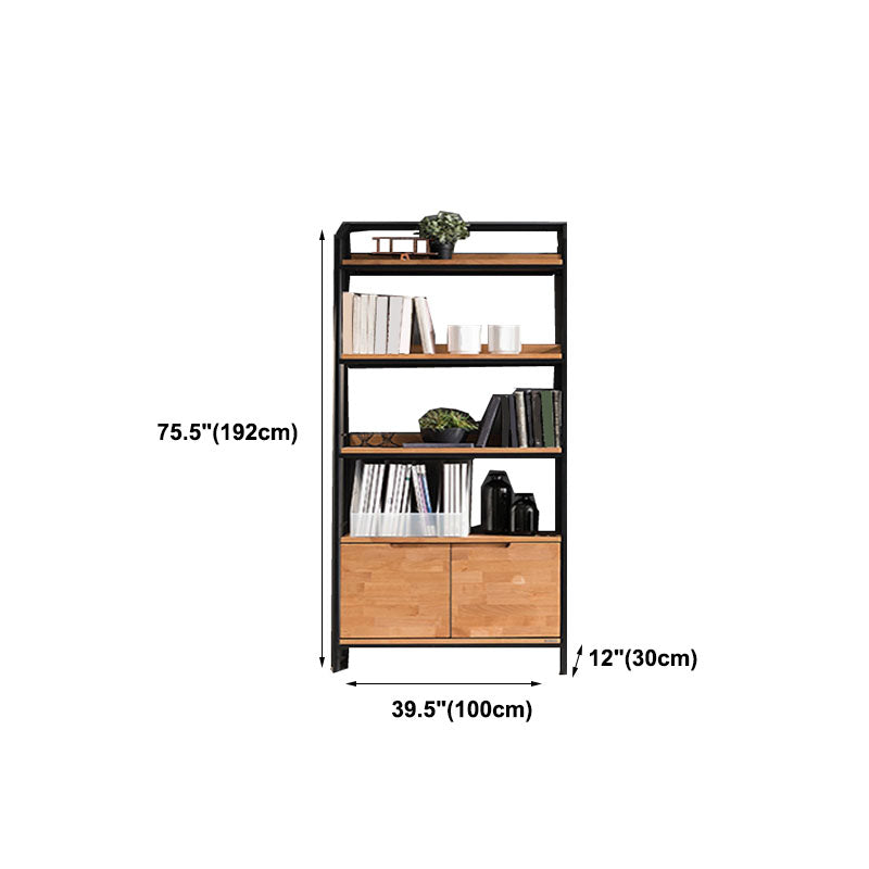 Modern Style Bookcase Black Metal Frame Open Back Bookshelf for Home Office
