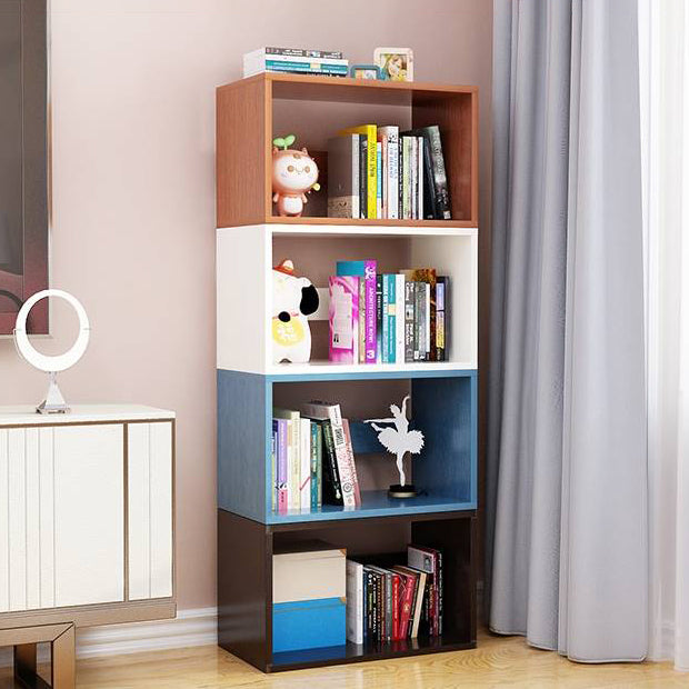 11"H Modern Style Bookcase Wood Open Back Bookshelf for Home Office