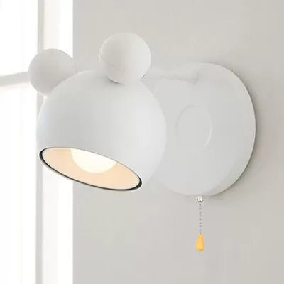 Macaron Mouse Wall Light with Pull Chain 1 Head Metal Sconce Light for Study Room