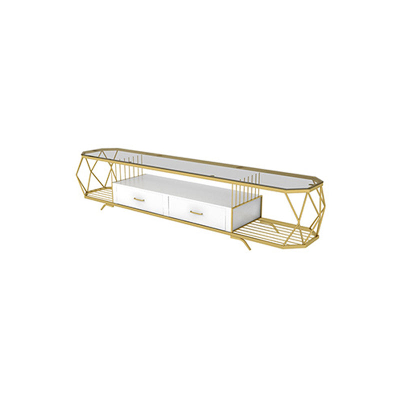 Luxury Open Shelving TV Stand Home Metal TV Cabinet with Drawers