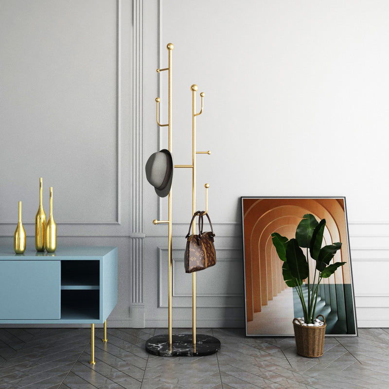 Nordic Free Standing Metal Coat Rack Marble Bottom for Living Room