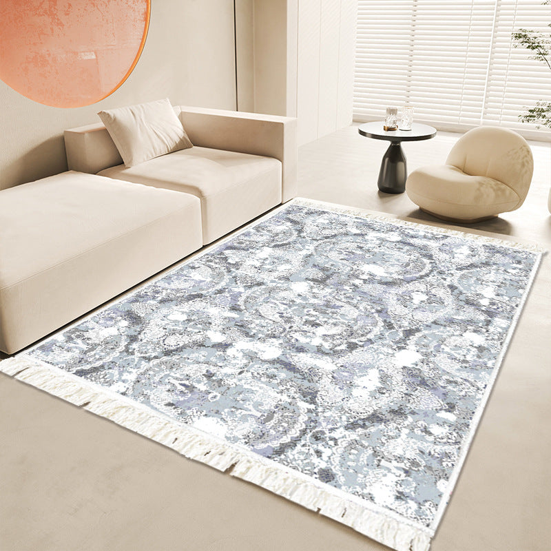 Bohemian Tribal Pattern Carpet Polyester Fringe Rug Washable Indoor Rug for Living Room