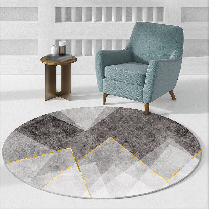 Round Graphic Print Rug Polyester Casual Carpet Pet Friendly Area Rug for Living Room