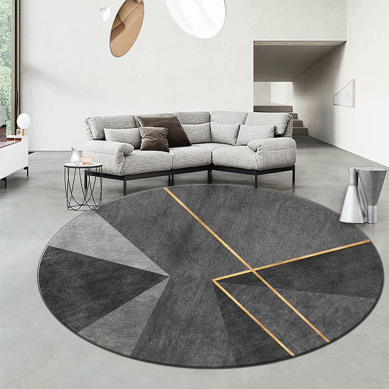 Round Graphic Print Rug Polyester Casual Carpet Pet Friendly Area Rug for Living Room
