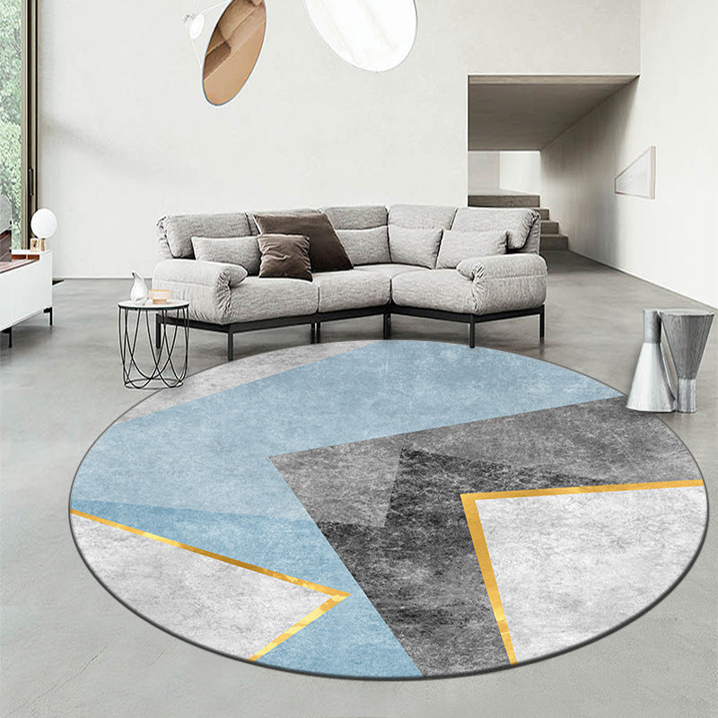 Round Graphic Print Rug Polyester Casual Carpet Pet Friendly Area Rug for Living Room