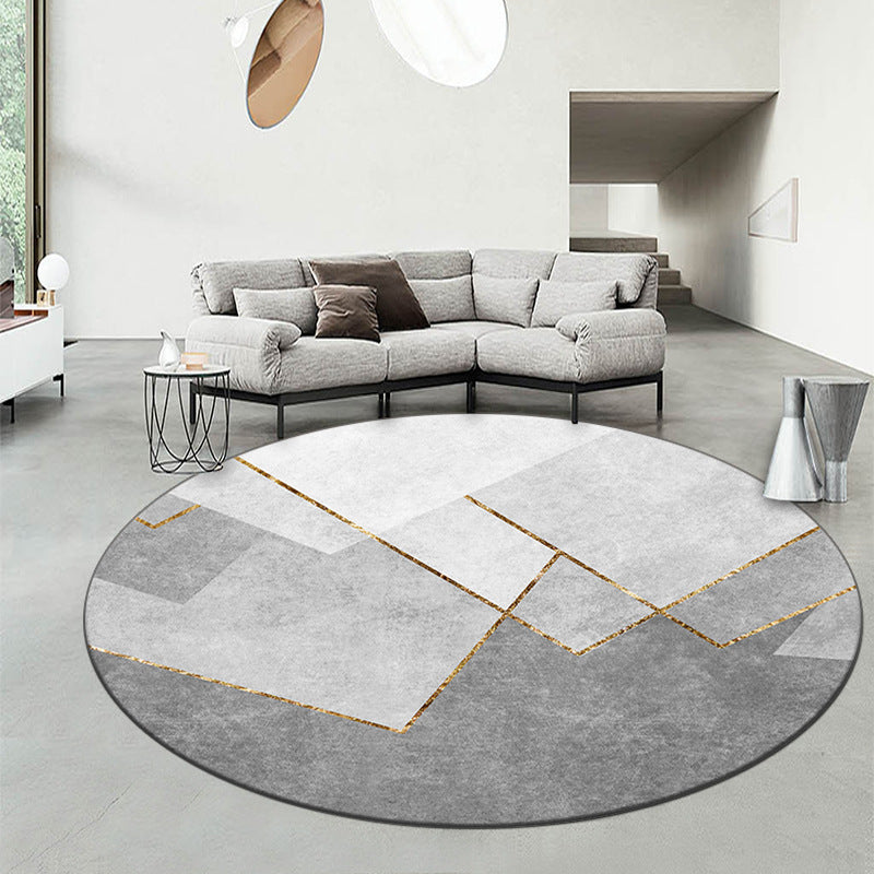 Round Graphic Print Rug Polyester Casual Carpet Pet Friendly Area Rug for Living Room