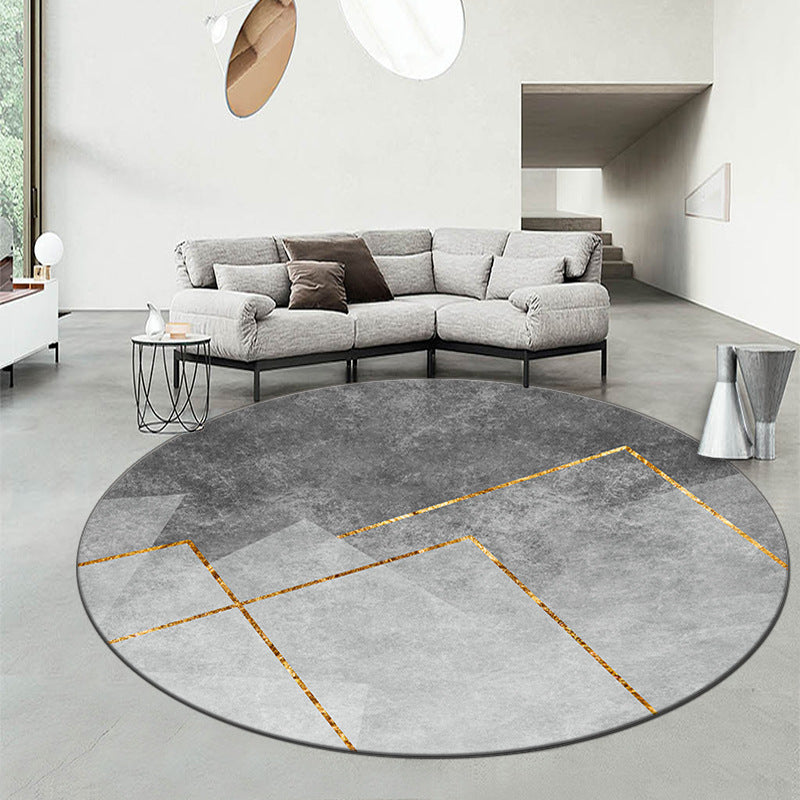 Round Graphic Print Rug Polyester Casual Carpet Pet Friendly Area Rug for Living Room