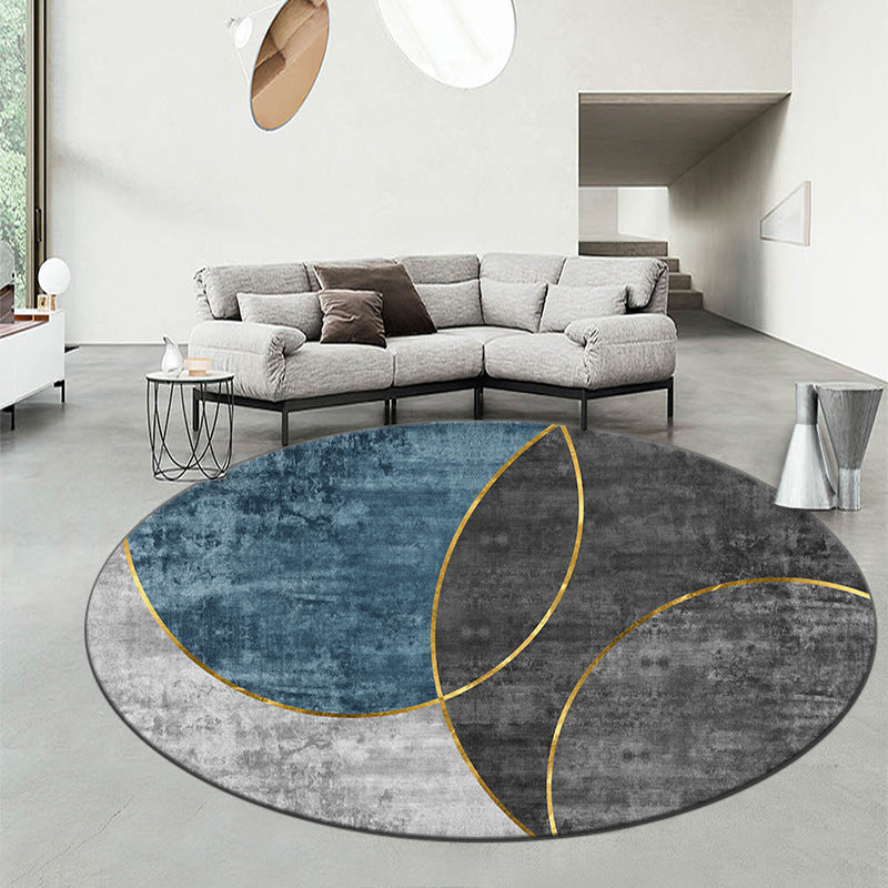 Round Graphic Print Rug Polyester Casual Carpet Pet Friendly Area Rug for Living Room