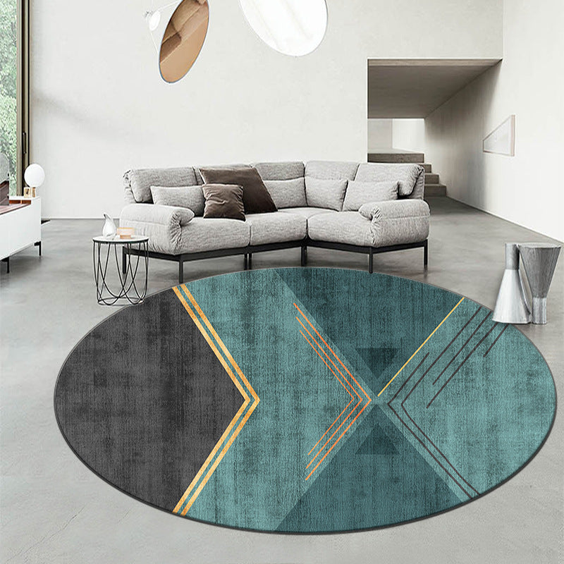 Round Graphic Print Rug Polyester Casual Carpet Pet Friendly Area Rug for Living Room