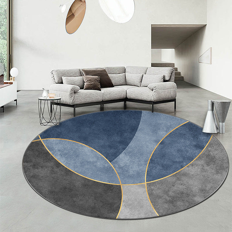 Round Graphic Print Rug Polyester Casual Carpet Pet Friendly Area Rug for Living Room