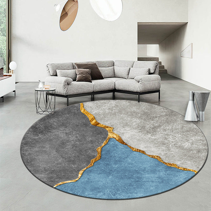 Round Graphic Print Rug Polyester Casual Carpet Pet Friendly Area Rug for Living Room