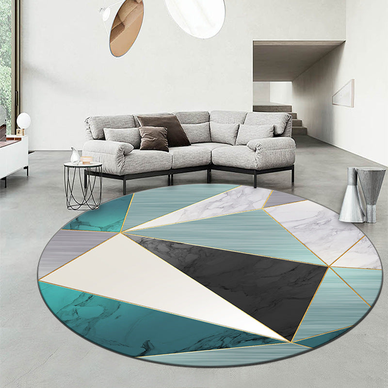 Round Graphic Print Rug Polyester Casual Carpet Pet Friendly Area Rug for Living Room