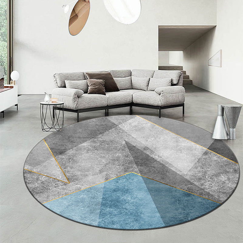 Round Graphic Print Rug Polyester Casual Carpet Pet Friendly Area Rug for Living Room