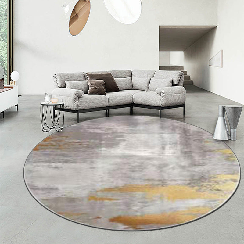 Round Graphic Print Rug Polyester Casual Carpet Pet Friendly Area Rug for Living Room