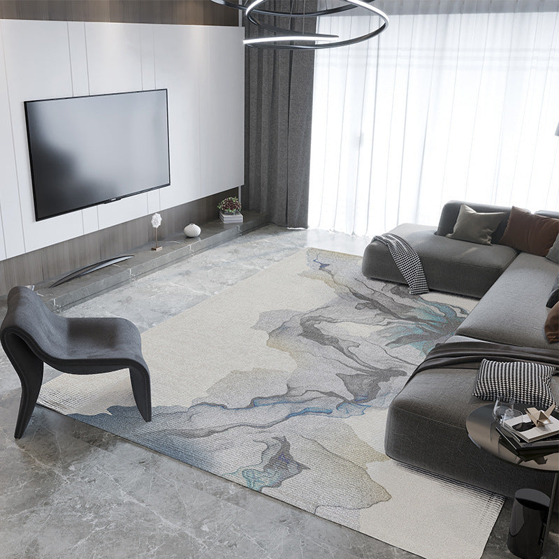 Black Modern Rug Polyester Graphic Area Rug Stain Resistant Rug for Home Decor