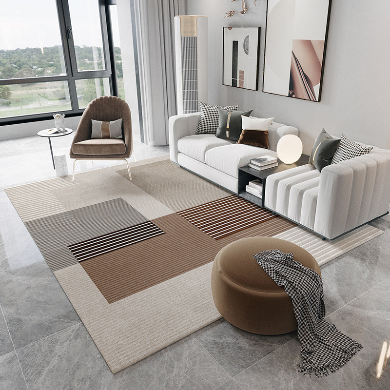Black Modern Rug Polyester Graphic Area Rug Stain Resistant Rug for Home Decor
