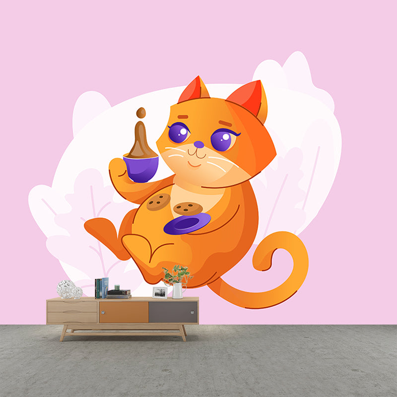 Illustration Stain Resistant Mural Wallpaper Hand Painted Animals Living Room Wall Mural