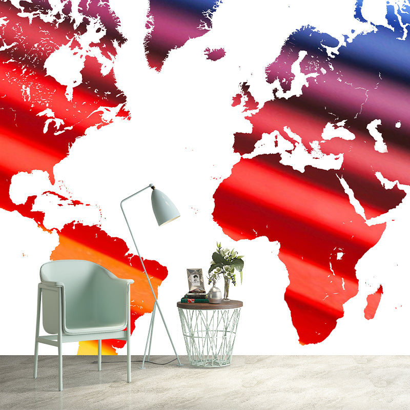Colorful Wallpaper Map Print Illustration Stain Resistant Modern Wall Mural