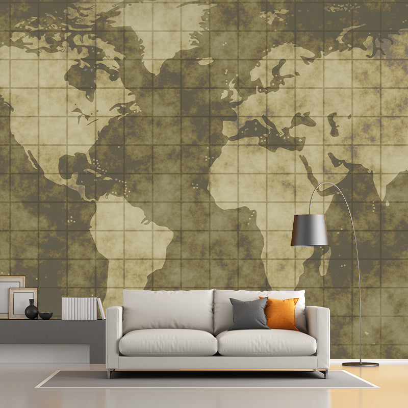 Colorful Wallpaper Map Print Illustration Stain Resistant Modern Wall Mural