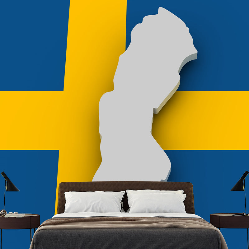 Illustration Wall Mural Map Contemporary Mildew Resistant Flag Wallpaper