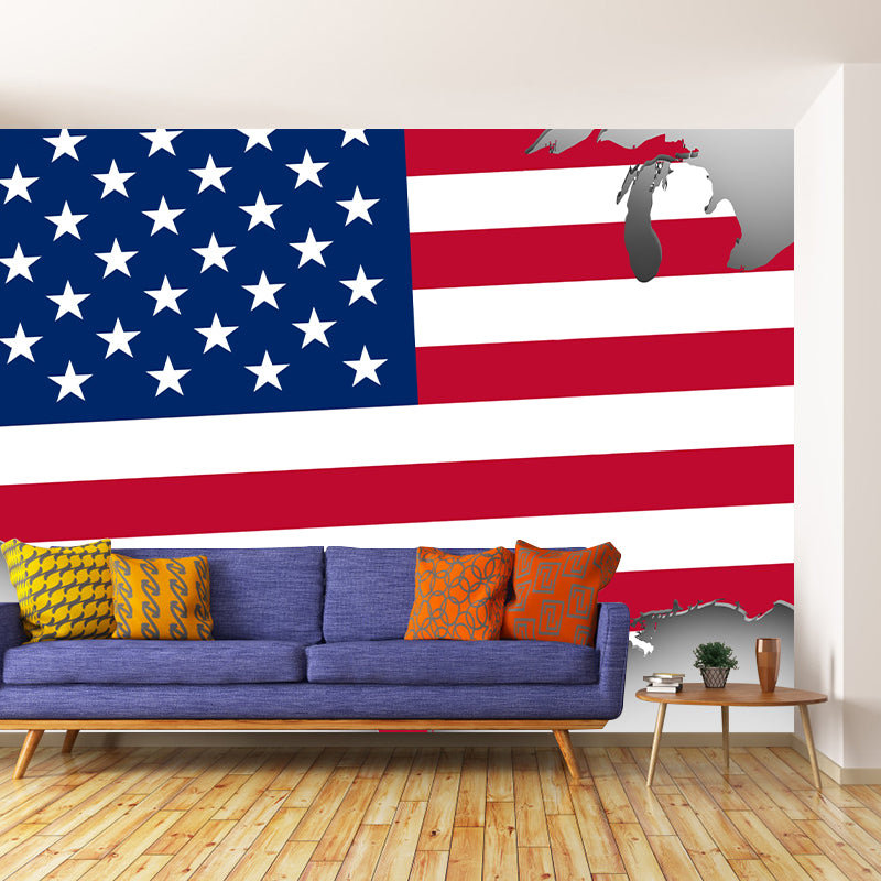 Modern American Flag Wallpaper Resistant Moisture Illustration Wall Mural