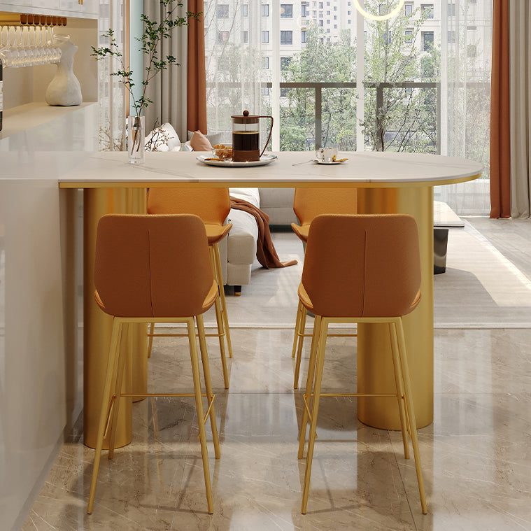 White Stone Top Counter-height Pub Table Contemporary Legs Bar Dining Table