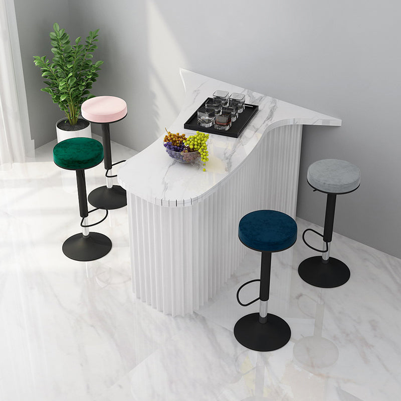 Glam Liftable Rotatable Counter Stool Steel Cafe Bar Stool with Velvet Cushion and Pedal