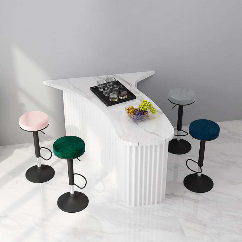 Glam Liftable Rotatable Counter Stool Steel Cafe Bar Stool with Velvet Cushion and Pedal