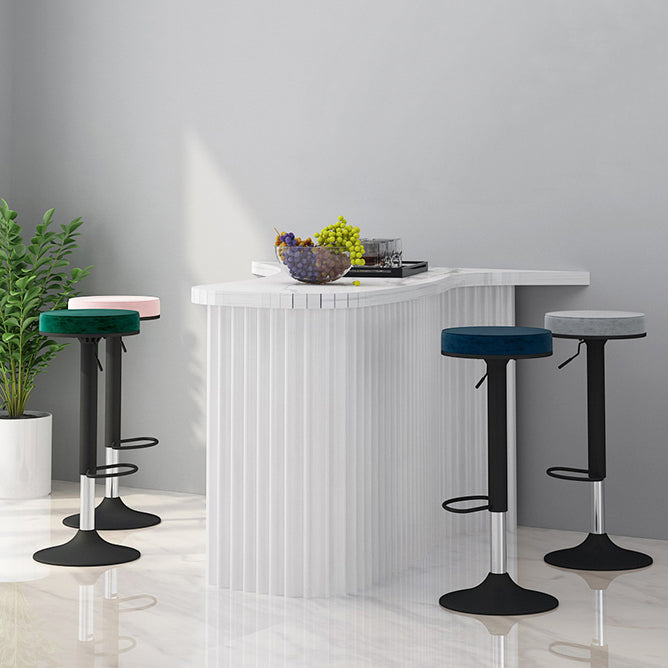 Glam Liftable Rotatable Counter Stool Steel Cafe Bar Stool with Velvet Cushion and Pedal